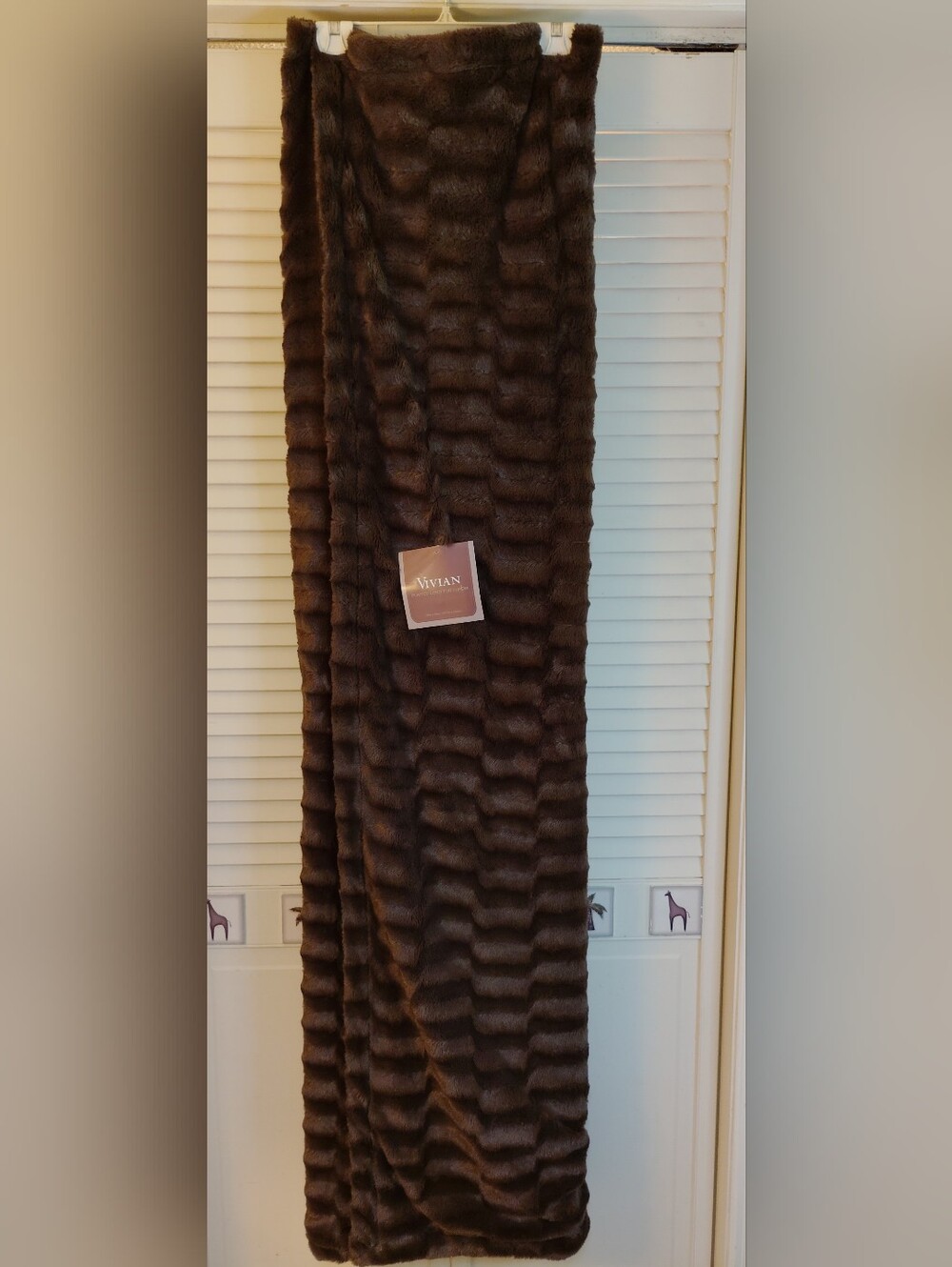 Viviana Dark Brown Plush Faux Fur Throw - Textured Ribbed Design